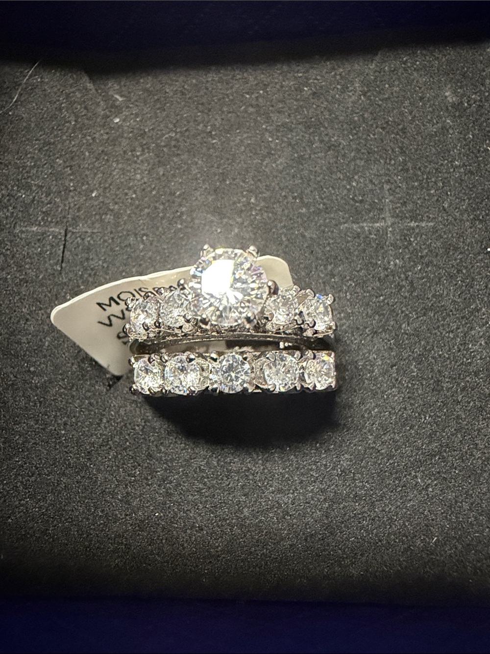 Sparkling Silver-Tone Cubic Zirconia Bridal Ring Set - Clear size 6